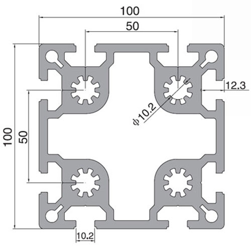 100100-10 T-Slot Aluminium Extrusion Profile