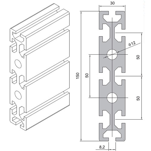 30150W Aluminium Extrusion Profile