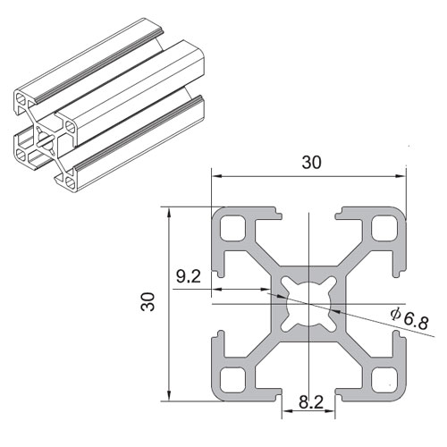 30 Series T-Slot Aluminium Extrusion Profile – HOONLY Aluminium Profile