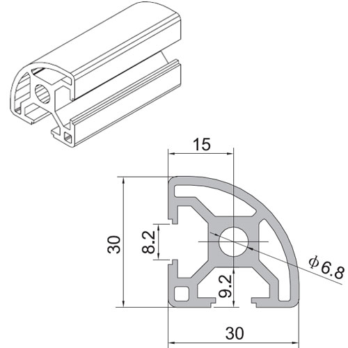 3030RQ Aluminium Extrusion Profile