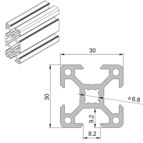 3030W Aluminium Extrusion Profile