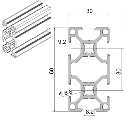 Profilé Aluminium 30*30 Aluminium Structurel