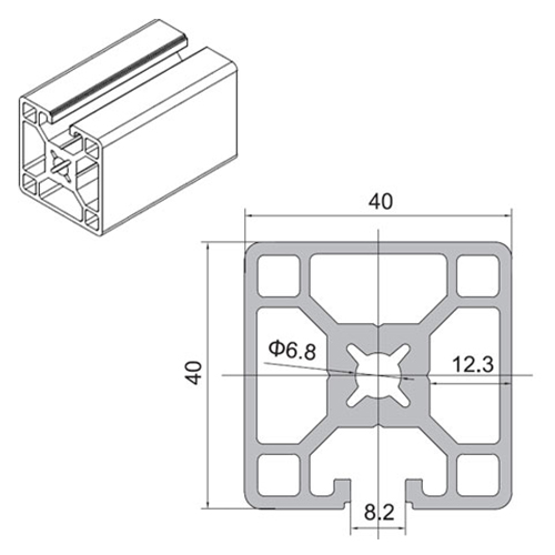 4040-1N Aluminium Extrusion Profile