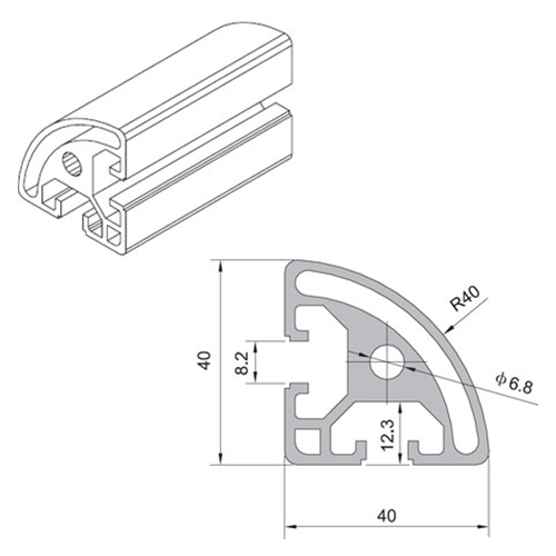 4040R Aluminium Extrusion Profile