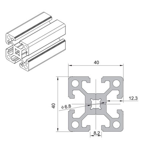 4040W Aluminium Extrusion Profile