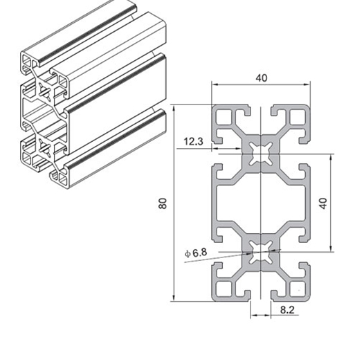 4080 Aluminium Extrusion Profile