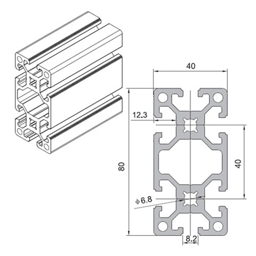 4080W Aluminium Extrusion Profile