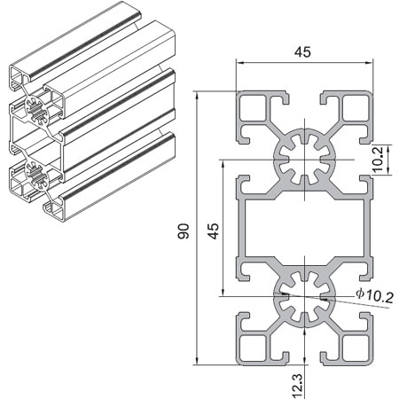 4590L Aluminium Extrusion Profile