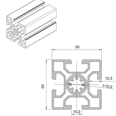 5050-10 Aluminium Extrusion T-Slot Profile
