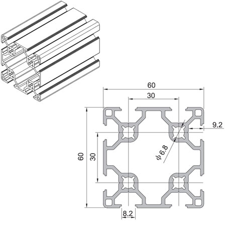 6060-8 Aluminium Extrusion Profile