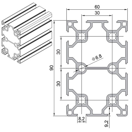 6090 Aluminium Extrusion Profile