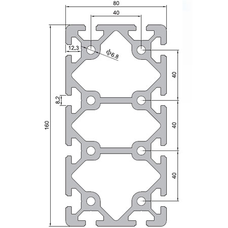 80160-8 T-Slot Aluminium Extrusion Profile