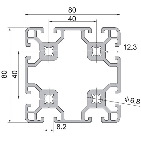 8080 T-Slot Aluminium Extrusion Profile