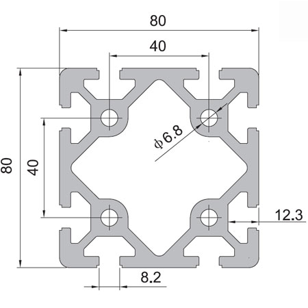 8080W T-Slot Aluminium Extrusion Profile