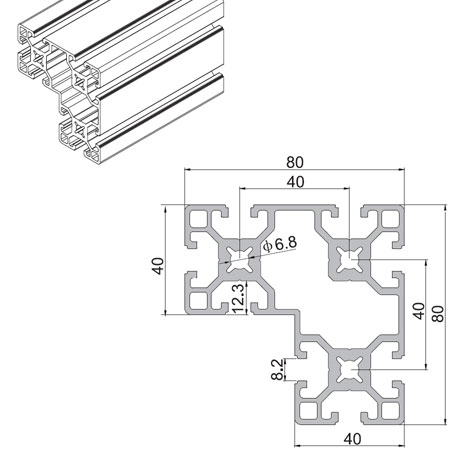 8840Z T-Slot Aluminium Extrusion Profile