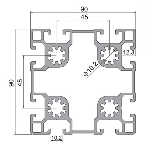 9090 T-Slot Aluminium Extrusion Profile