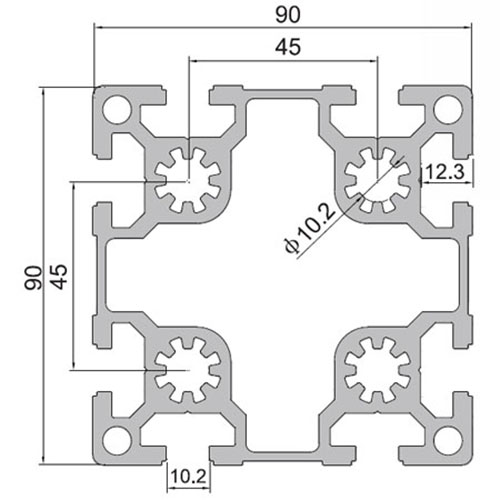 9090W T-Slot Aluminium Extrusion Profile