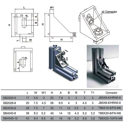 Details about   Angle Bracket 20 series for I-Type aluminum profiles slot 5 