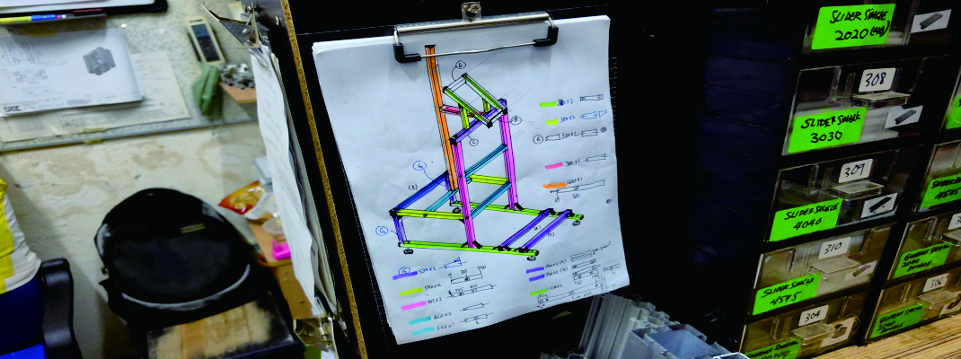 Draft design drawing of aluminum frame